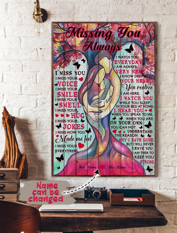 Couple Decor Personalized Missing You Always Gift Idea Gift Birthday Gift Mothers Day Fathers Day Framed Prints, Canvas Paintings