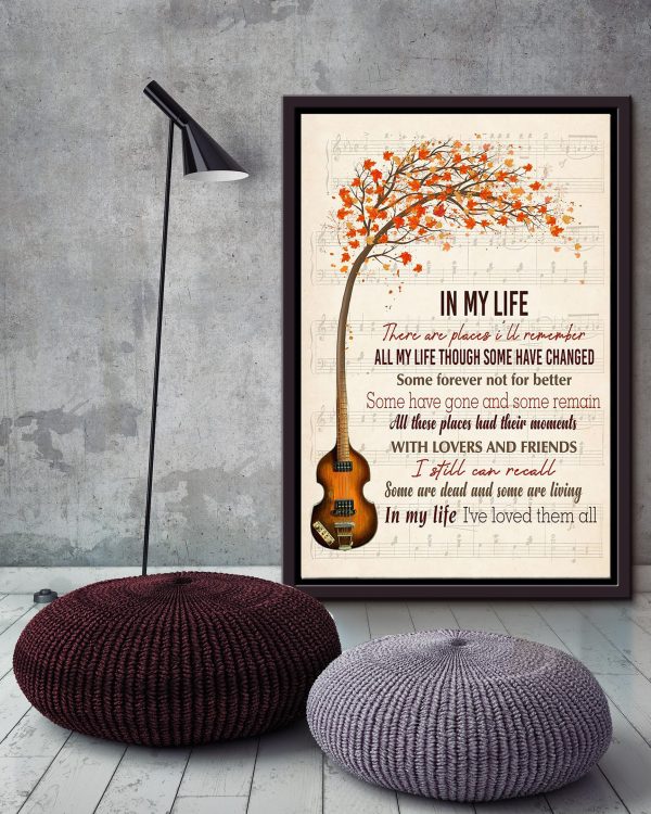 In My Life Lyrics Guitar For The Beatles Fan Guitar Player Framed Matte Canvas Framed Prints, Canvas Paintings - Image 3