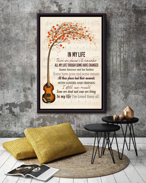 In My Life Lyrics Guitar For The Beatles Fan Guitar Player Framed Matte Canvas Framed Prints, Canvas Paintings - Image 2