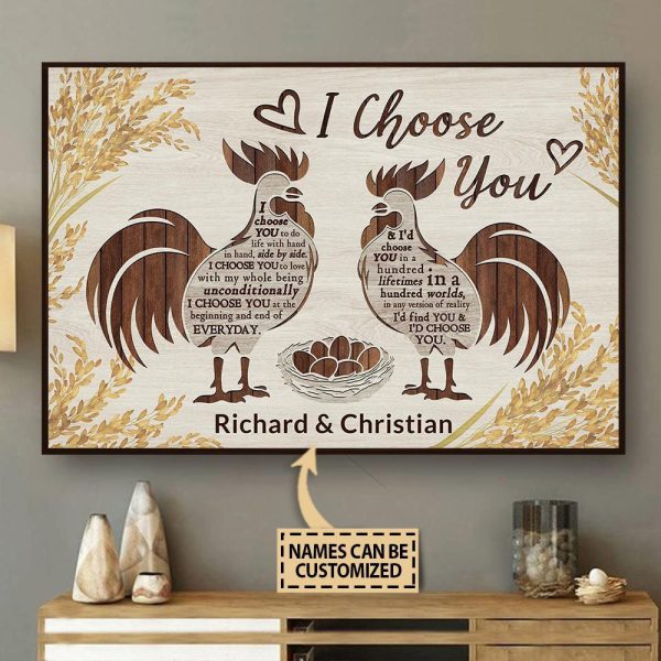 Personalized Canvas Painting Frames Chicken I Choose You Roosters Framed Prints, Canvas Paintings