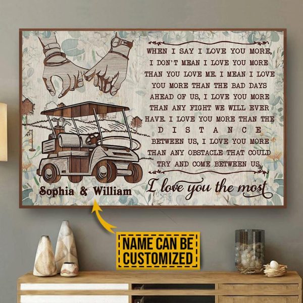 Personalized Canvas Painting Frames Golf Cart Floral I Love You The Most Framed Prints, Canvas Paintings