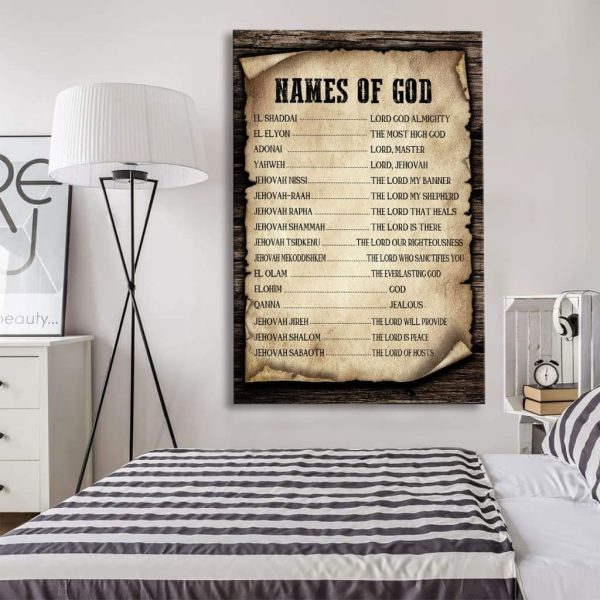 Names Of God Canvas Hanging Gift, Canvas Paiting Frames Print Print | Christian Wall Decor - Image 2