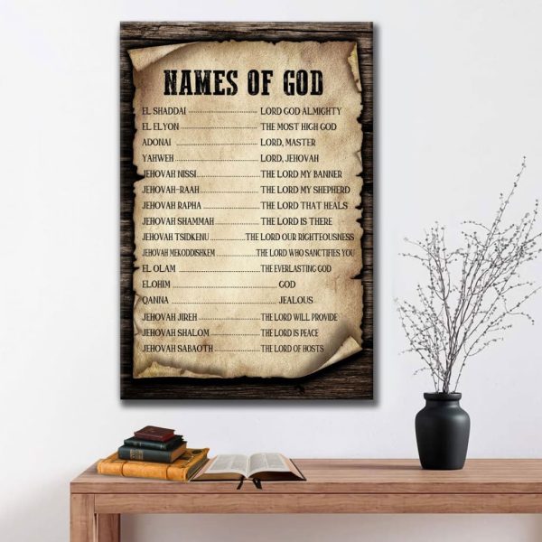 Names Of God Canvas Hanging Gift, Canvas Paiting Frames Print Print | Christian Wall Decor