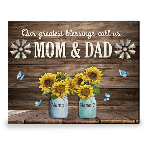 Customized Name Mother's Day Gift Our Greatest Blessings Sunflower - Personalized Canvas Print Wall Art Home Decor