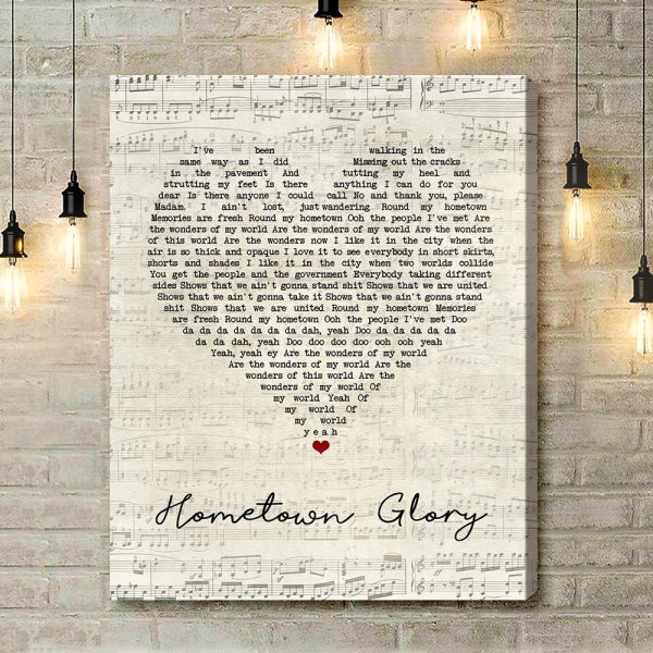 Adele Hometown Glory Script Heart Song Lyric Art Print - Canvas Print Wall Art Home Decor