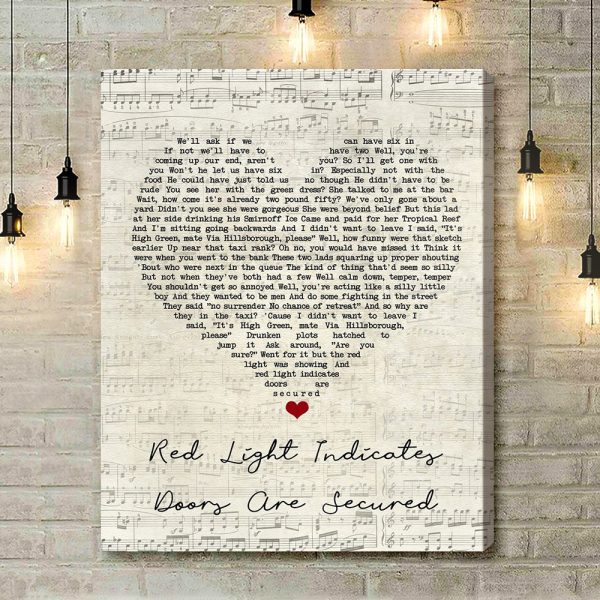 Arctic Monkeys Red Light Indicates Doors Are Secured Script Heart Song Lyric Art Print - Canvas Print Wall Art Home Decor