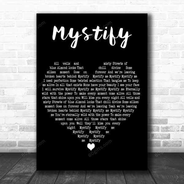 INXS Mystify Black Heart Decorative Art Gift Song Lyric Print - Canvas Print Wall Art Home Decor