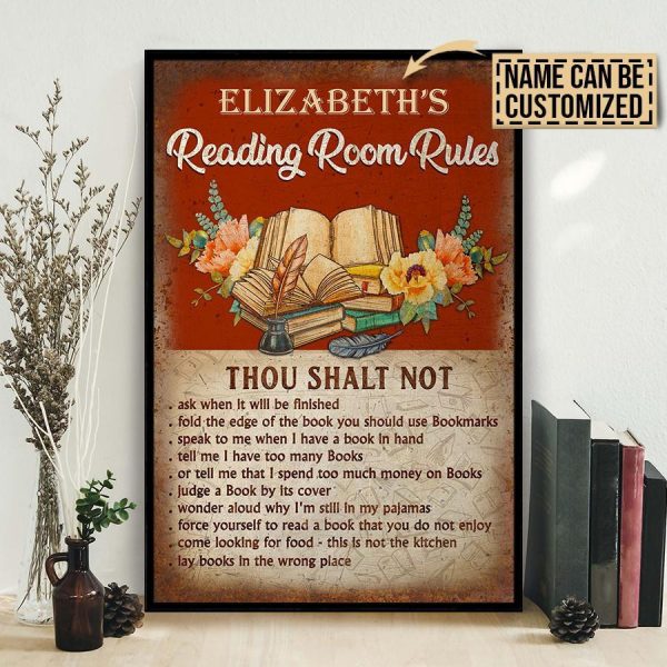 here Gifts Personalized Reading Room Rules Canvas Home Decor - Image 2