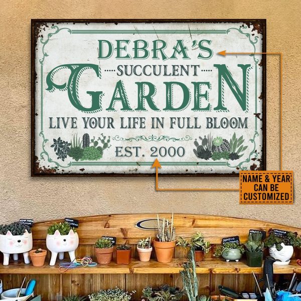 here Gifts Personalized Succulent Garden Live Your Life Canvas Home Decor