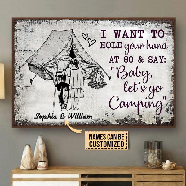 here Gifts Personalized Camping Sketch Tent Hold Your Hand Canvas Home Decor