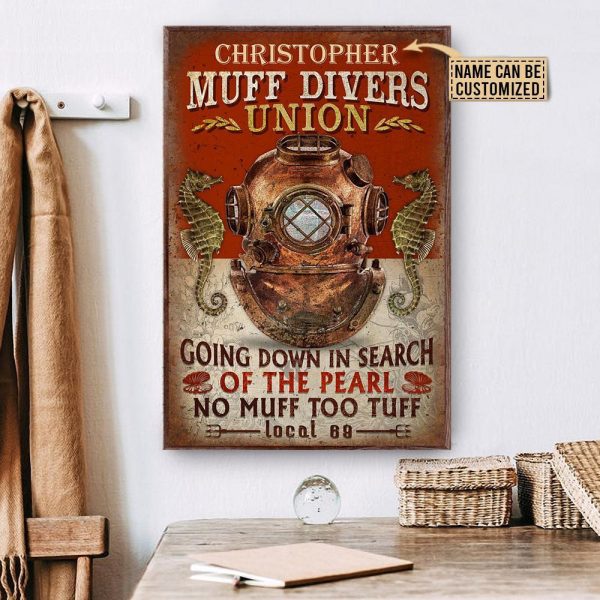 here Gifts Personalized Diving Red Muff Divers Union Canvas Home Decor