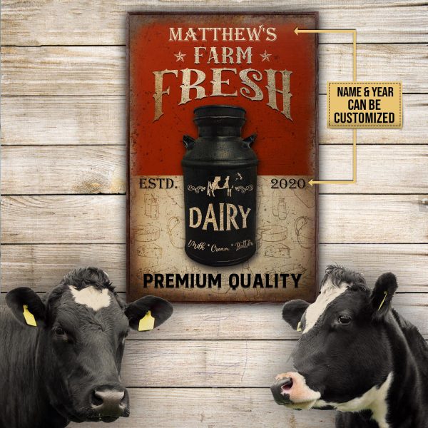 here Gifts Personalized Dairy Farming Farm Fresh Canvas Home Decor