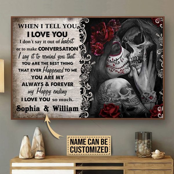 here Gifts Personalized Skeleton When I Tell You Canvas Home Decor - Image 2