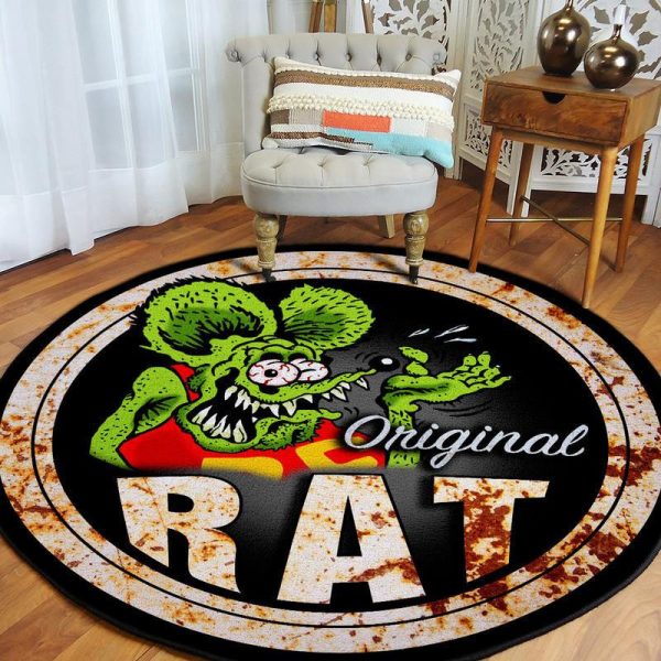 Original Rat Rat Fink Round Mat Round Floor Mat Room Rugs Carpet Outdoor Rug Washable Rugs