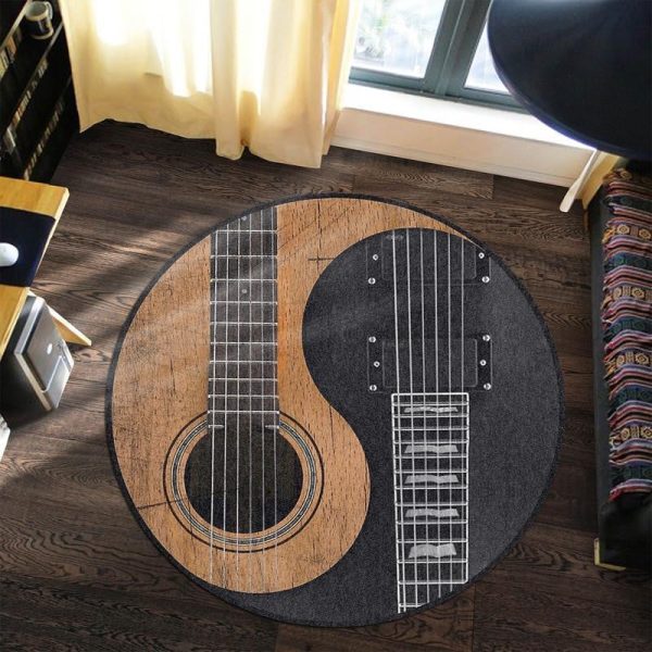 Guitar Music Living Room Round Mat Circle Rug