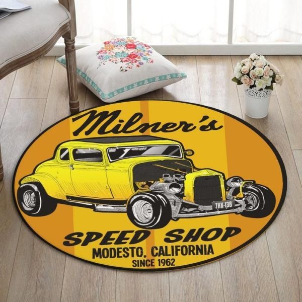 Ag Living Room Round Mat Circle Rug American Graffiti Milner Falfa Ford Couple Hot Rod