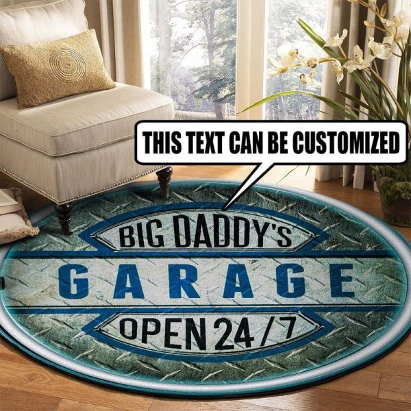 Personalized Garage Round Mat Round Floor Mat Room Rugs Carpet Outdoor Rug Washable Rugs