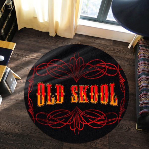 Old Skool Hot Rod Pinstripe Round Mat Round Floor Mat Room Rugs Carpet Outdoor Rug Washable Rugs