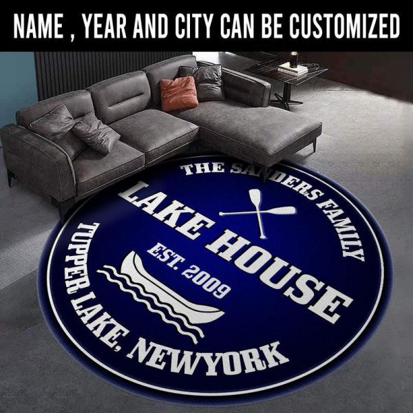 Personalized Lake House Round Mat Round Floor Mat Room Rugs Carpet Outdoor Rug Washable Rugs