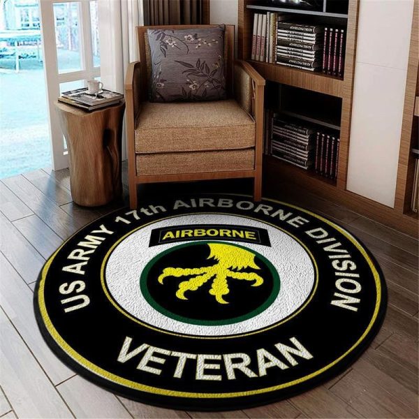 17Th Airborne Division Round Mat Round Floor Mat Room Rugs Carpet Outdoor Rug Washable Rugs