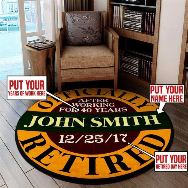 Personalized Officially Retired Round Mat Round Floor Mat Room Rugs Carpet Outdoor Rug Washable Rugs