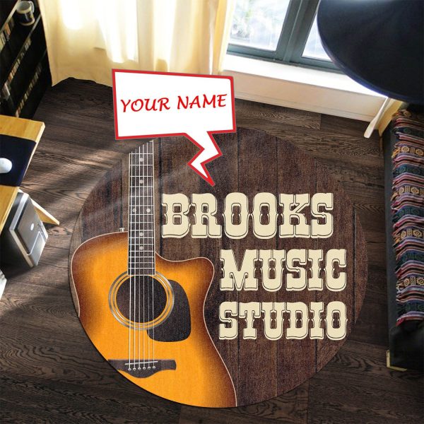 Personalized Music Studio Guitar Round Mat Round Floor Mat Room Rugs Carpet Outdoor Rug Washable Rugs