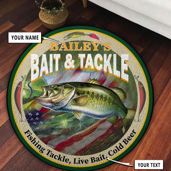 Personalized Fishing Bait Tackle Round Rug, Carpet 10506