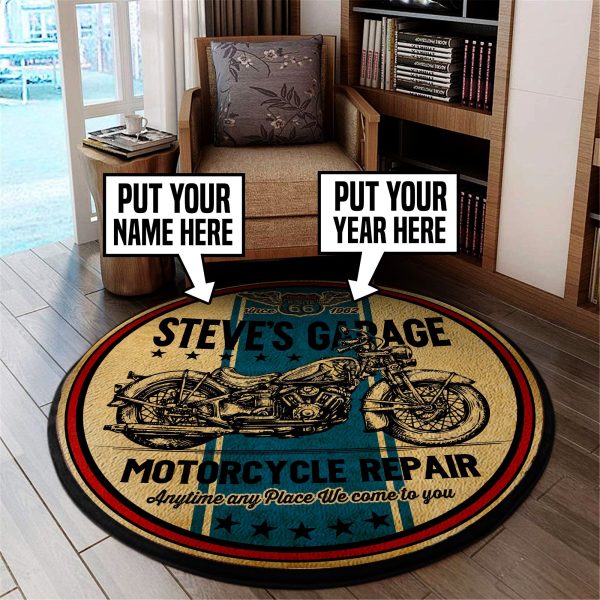 Personalized Motorcycle Garage Anytime Any Place We Come To You Round Mat Round Floor Mat Room Rugs Carpet Outdoor Rug Washable Rugs - Image 3