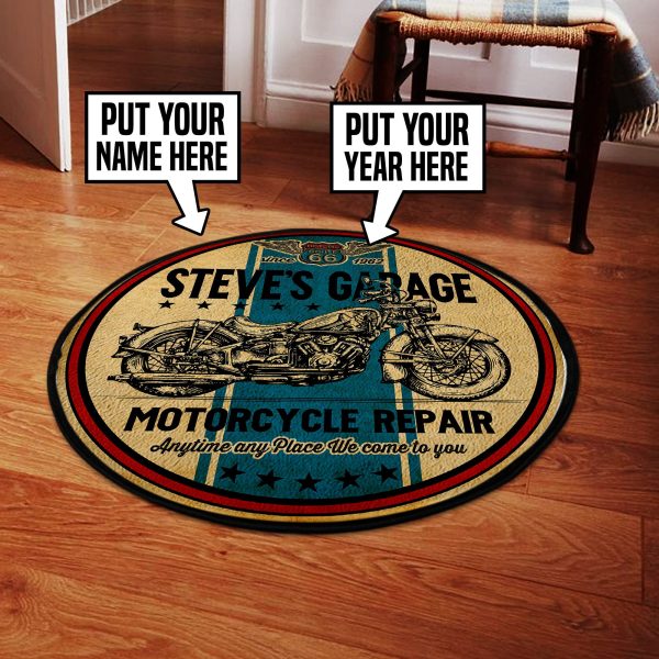 Personalized Motorcycle Garage Anytime Any Place We Come To You Round Mat Round Floor Mat Room Rugs Carpet Outdoor Rug Washable Rugs - Image 2