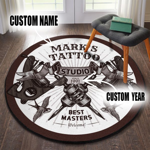 Personalized Tattoo Studio Round Mat - Image 2