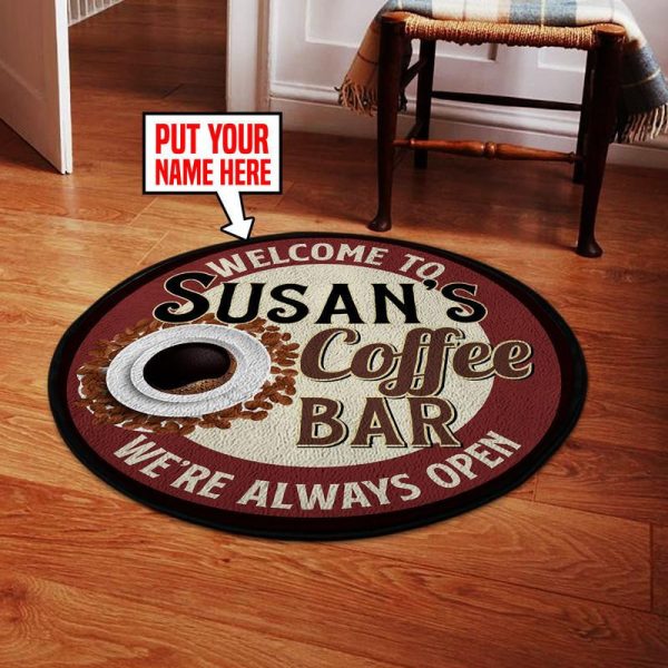 Personalized Coffee Bar Round Mat 05428 Living Room Rugs, Bedroom Rugs, Kitchen Rugs - Image 2