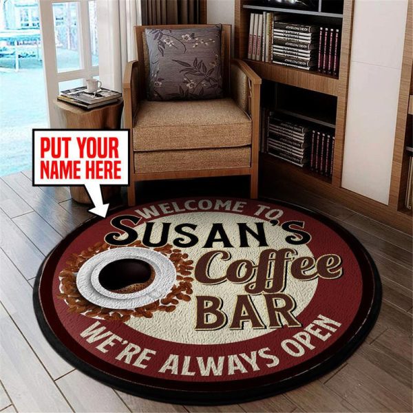 Personalized Coffee Bar Round Mat 05428 Living Room Rugs, Bedroom Rugs, Kitchen Rugs - Image 3