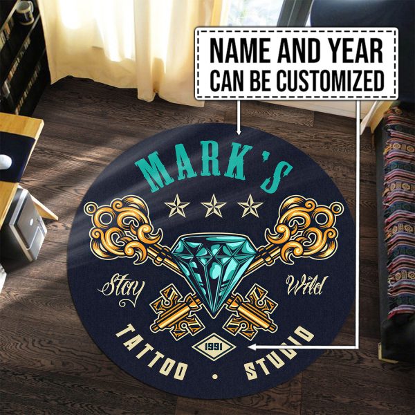 Personalized Tattoo Studio Round Mat - Image 2