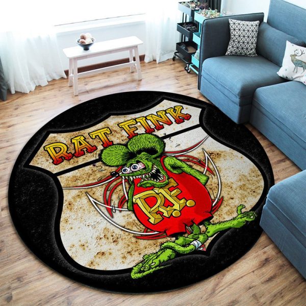 Route 66 Hot Rod Round Mat Round Floor Mat Room Rugs Carpet Outdoor Rug Washable Rugs - Image 2