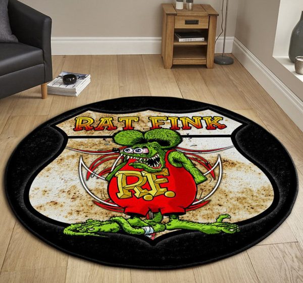 Route 66 Hot Rod Round Mat Round Floor Mat Room Rugs Carpet Outdoor Rug Washable Rugs - Image 3