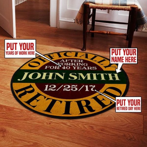 Personalized Officially Retired Round Mat Round Floor Mat Room Rugs Carpet Outdoor Rug Washable Rugs - Image 2