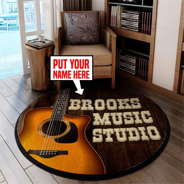 Personalized Music Studio Guitar Round Mat Round Floor Mat Room Rugs Carpet Outdoor Rug Washable Rugs - Image 2