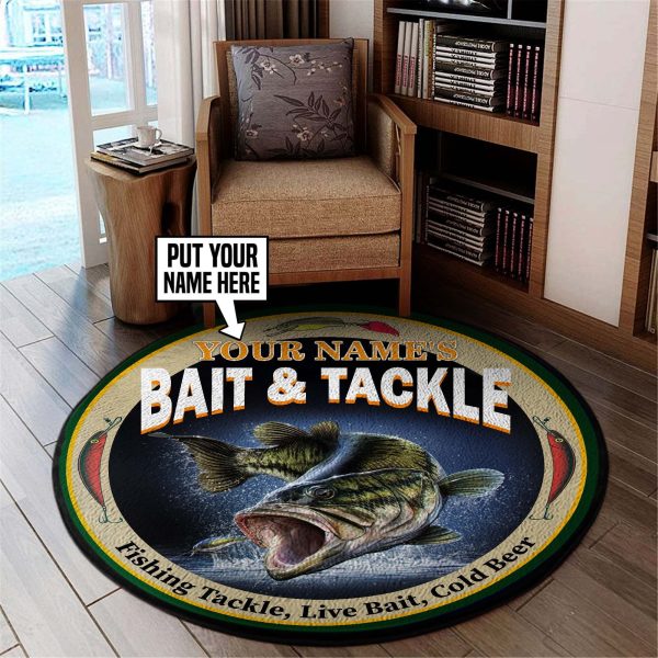 Personalized Fishing Bait Tackle Round Rug, Carpet 10506 - Image 3