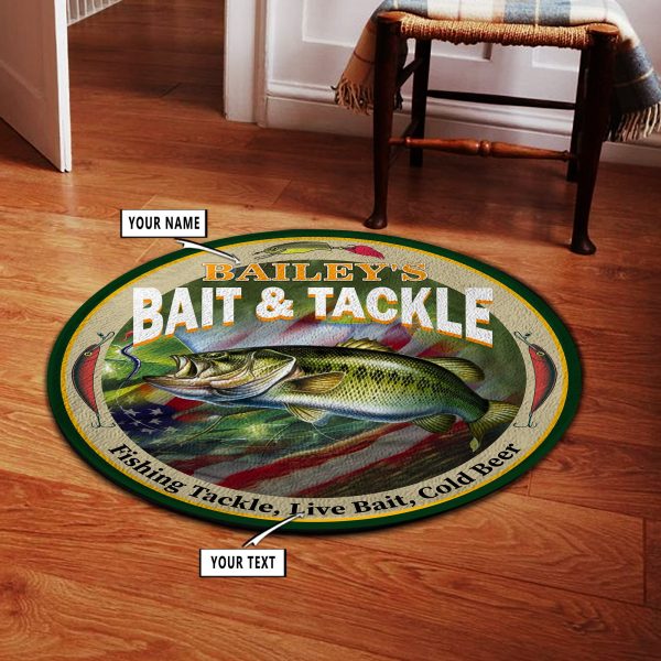 Personalized Fishing Bait Tackle Round Rug, Carpet 10506 - Image 4