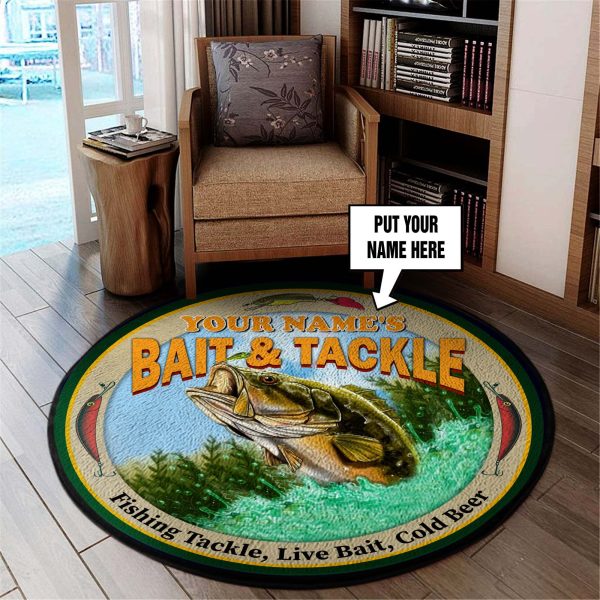 Personalized Fishing Bait Tackle Round Rug, Carpet 10506 - Image 2