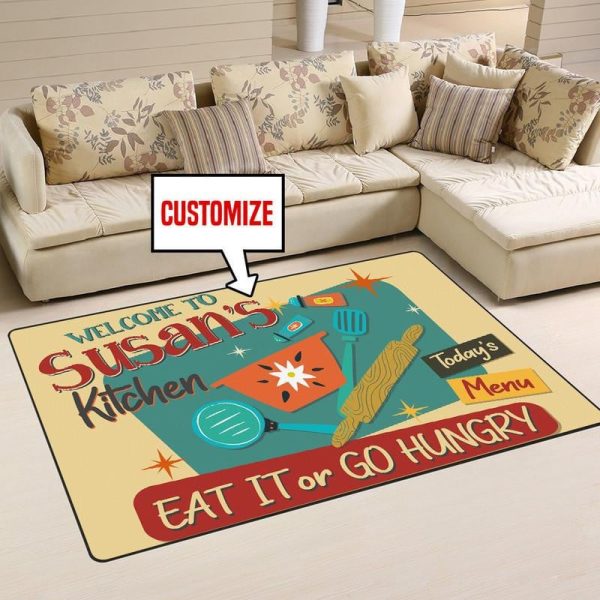 Personalized Kitchen Eat It Or Go Hungry Area Rug Carpet