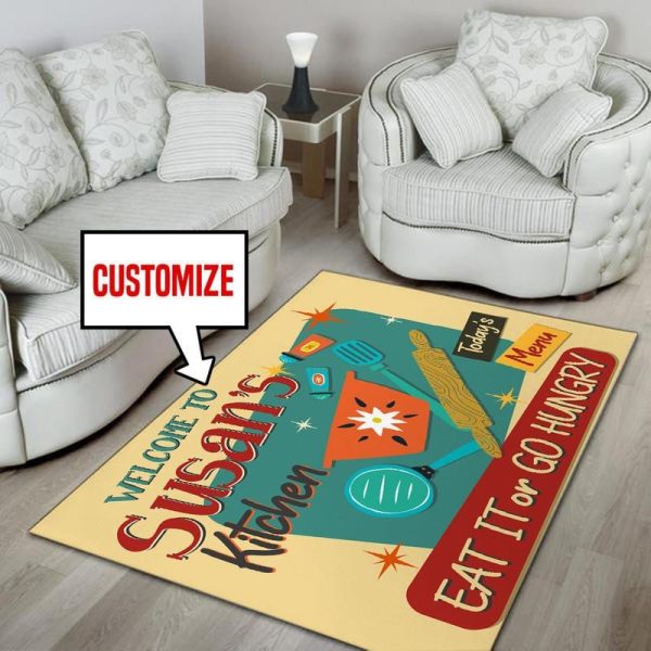 Personalized Kitchen Eat It Or Go Hungry Area Rug Carpet - Image 3