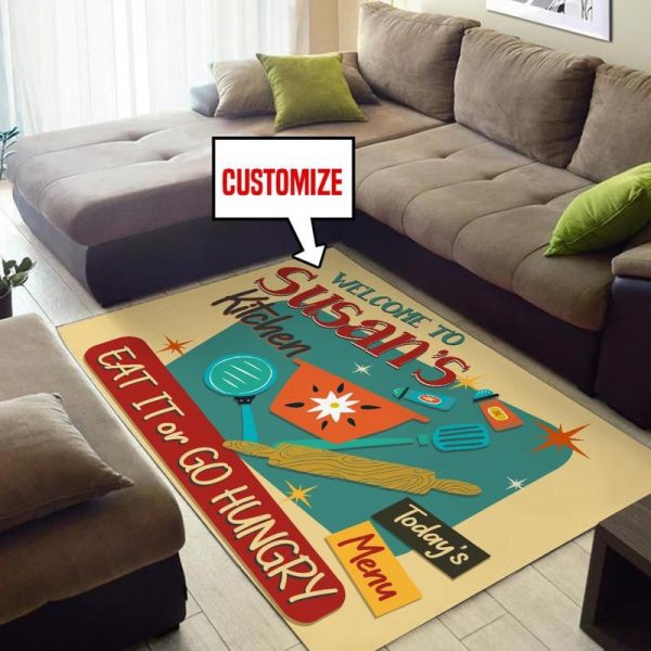 Personalized Kitchen Eat It Or Go Hungry Area Rug Carpet - Image 2