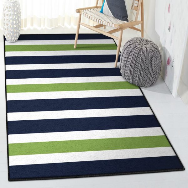 Naval Force Carpet Navy Blue And Lime Green Stripe Rug Rectangle Rugs Washable Area Rug Non-Slip Carpet For Living Room Bedroom