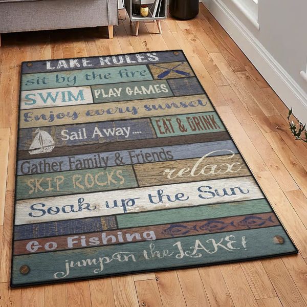 Lough Carpet Lake Rules Rug Rectangle Rugs Washable Area Rug Non-Slip Carpet For Living Room Bedroom