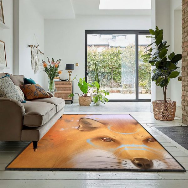 Fox Hunting Large Fox Rug Rectangle Rugs Washable Area Rug Non-Slip Carpet For Living Room Bedroom