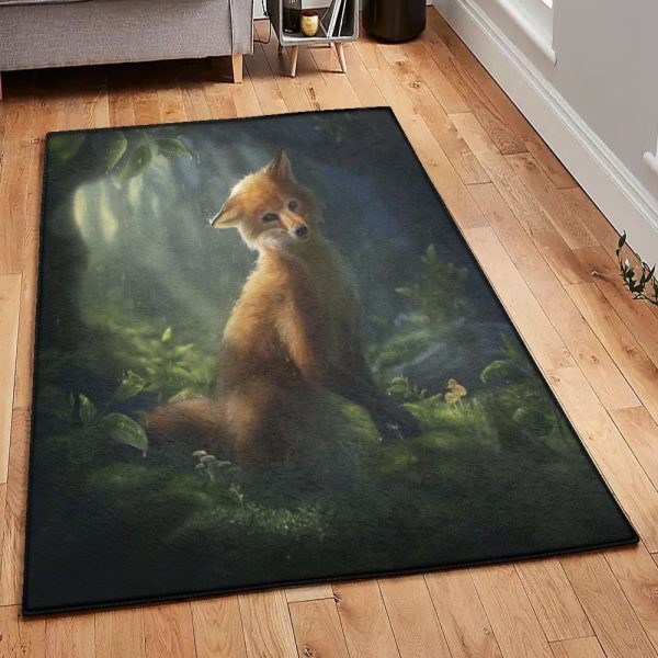 Fox Hunting Large Fox Rug Rectangle Rugs Washable Area Rug Non-Slip Carpet For Living Room Bedroom - Image 4