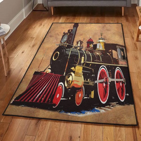 Train Train Rug Rectangle Rugs Washable Area Rug Non-Slip Carpet For Living Room Bedroom