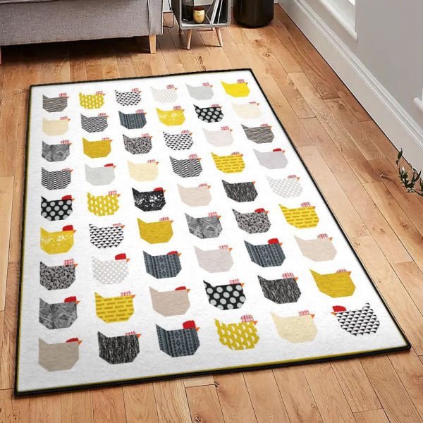 Chicken Art Deco Rug The Chicken Rug Rectangle Rugs Washable Area Rug Non-Slip Carpet For Living Room Bedroom