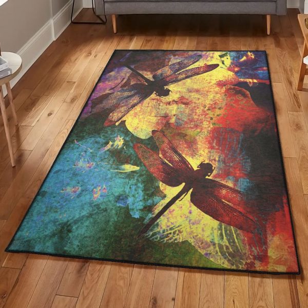 Dragonfly Non Shedding Dragonfly Rug Rectangle Rugs Washable Area Rug Non-Slip Carpet For Living Room Bedroom